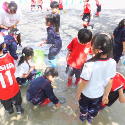 みんなで水たまり撤去